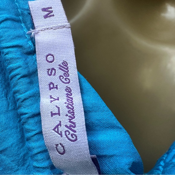 Calypso beautiful bright turquoise 100% silk dress - Picture 6 of 7